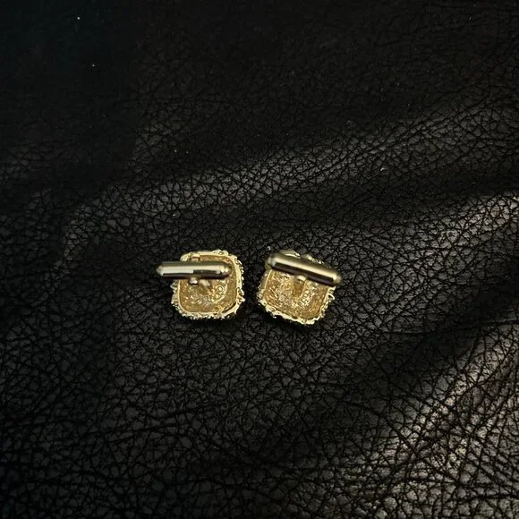 Vintage HADLEY STERLING Etched Gold Nuggets Cufflinks Signed Sterling Cufflinks